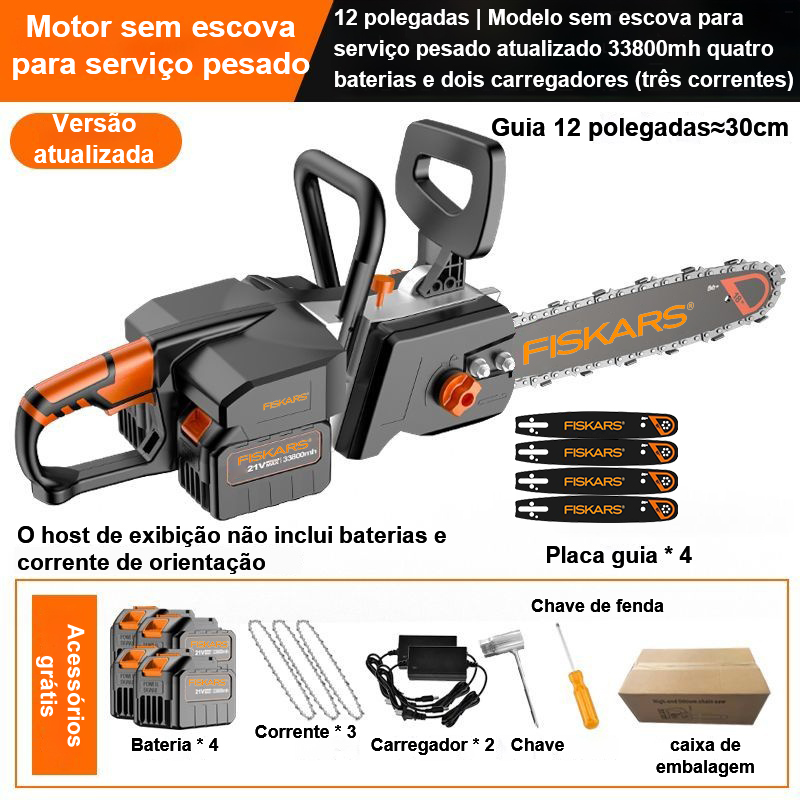 12 polegadas | Modelo sem escova poderoso atualizado 33800 mAh quatro baterias e dois carregadores (três correntes)